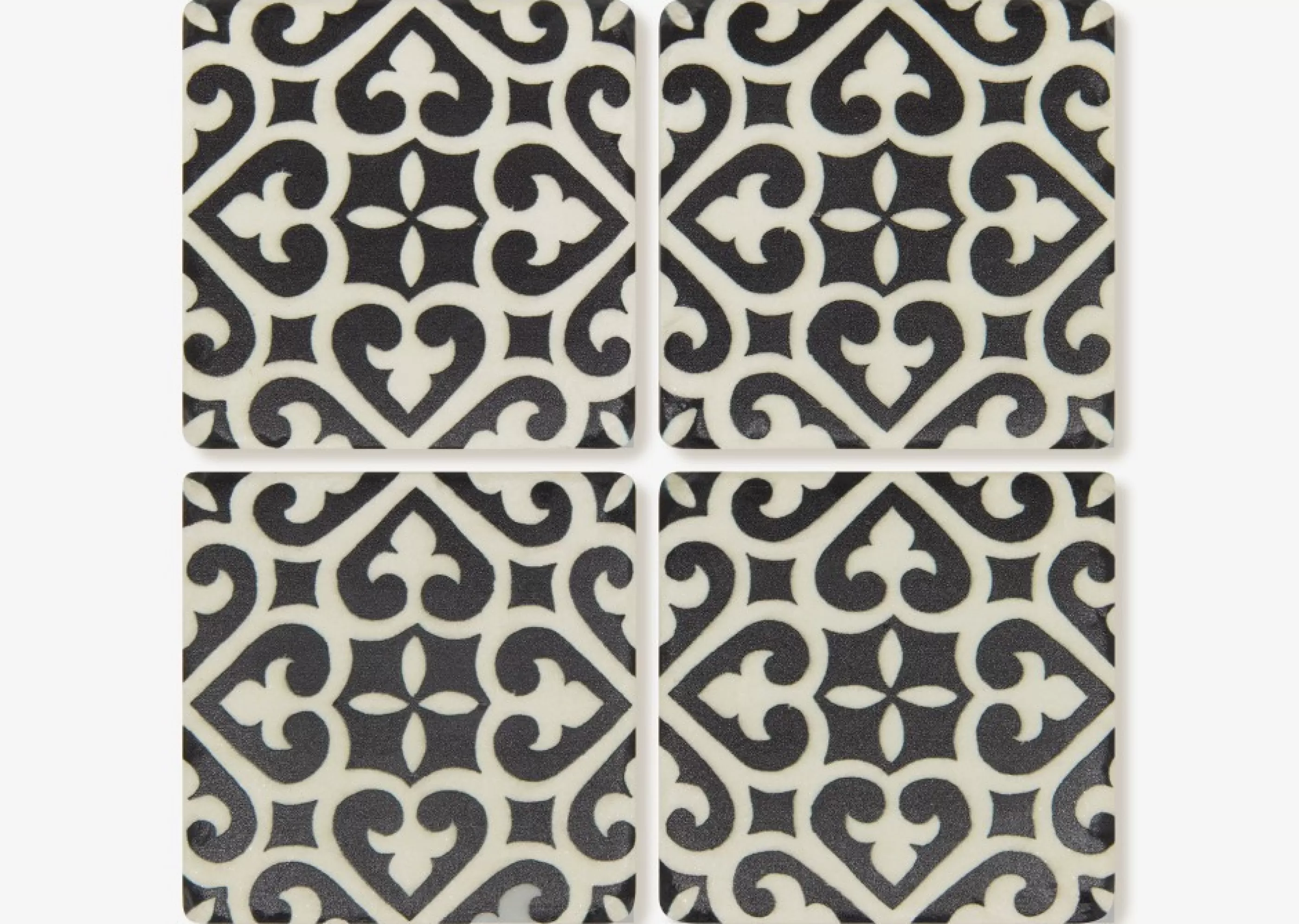 unavailable Table Linens*Wallpaper Coaster Set Black/Ivory